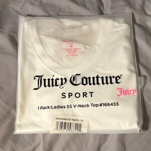 Juicy Couture White Short Sleeve V-Neck Tee
